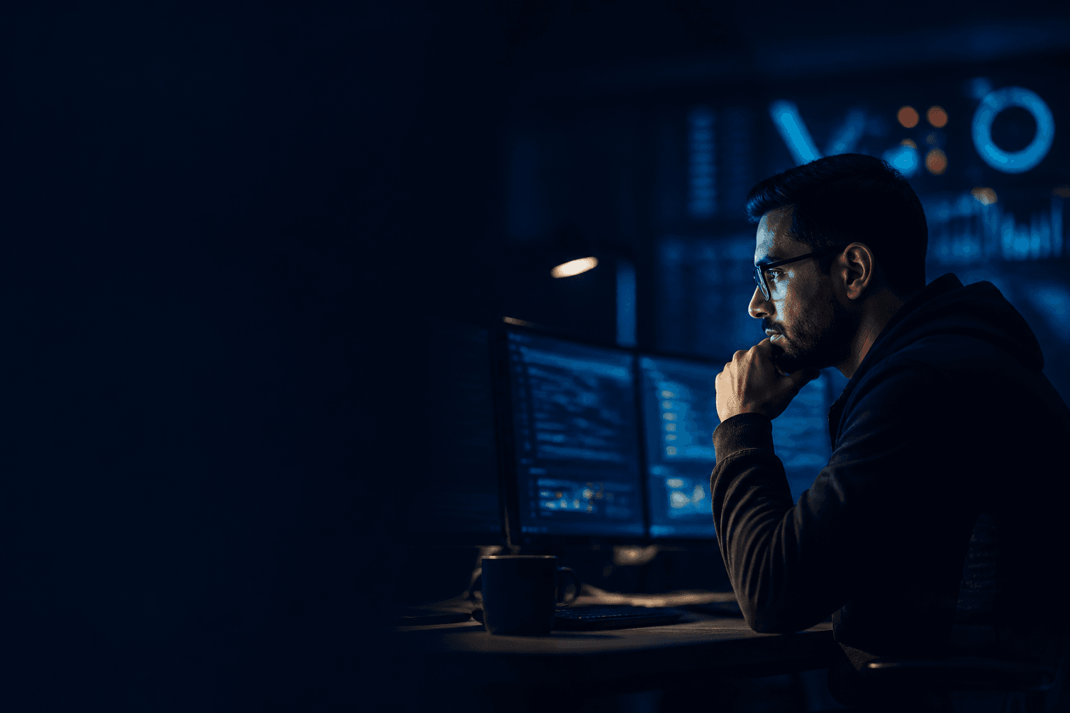 An on-call engineer investigating an incident at a workstation